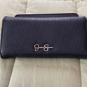 Jessica Simpson Black Wallet with Gold Signature Logo
